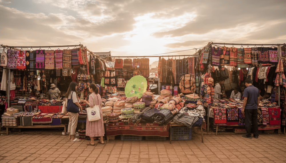 The brocade products in Ta Phin are diverse, ranging from headscarves and everyday clothing to handbags, backpacks, pillow covers, shawls, and wallets